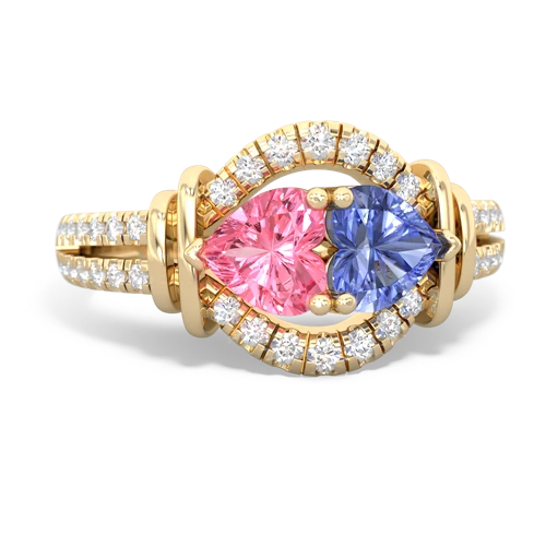 pink sapphire-tanzanite pave keepsake ring