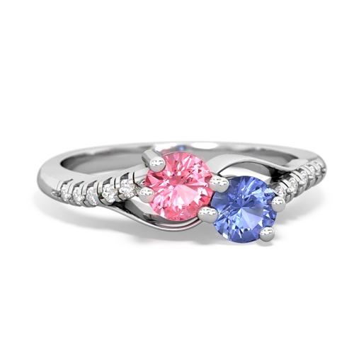 pink sapphire-tanzanite two stone infinity ring