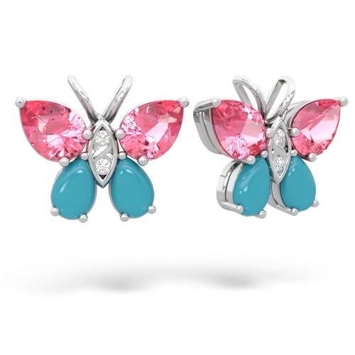 pink sapphire-turquoise butterfly earrings