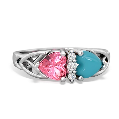 pink sapphire-turquoise celtic ring