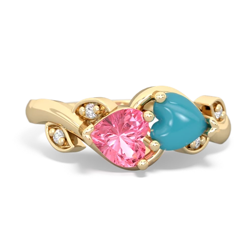 pink sapphire-turquoise floral keepsake ring