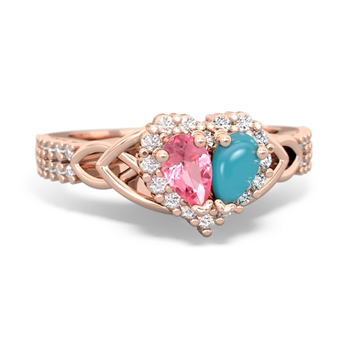 pink sapphire-turquoise keepsake engagement ring