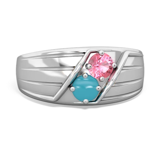 pink sapphire-turquoise mens ring