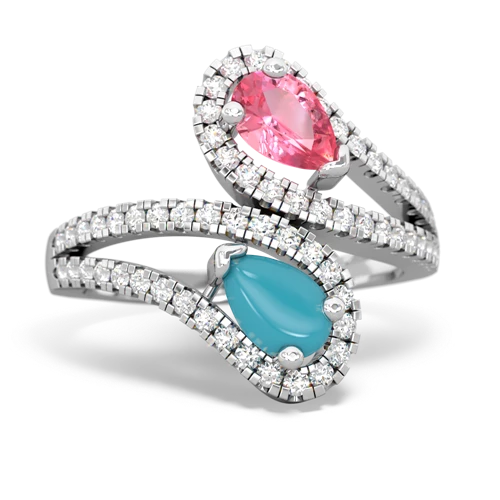 pink sapphire-turquoise pave swirls ring