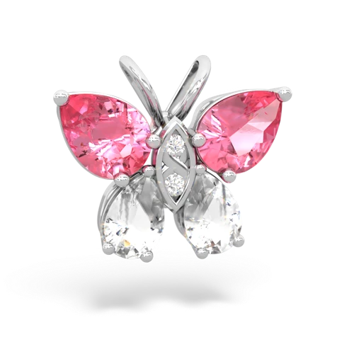 pink sapphire-white topaz butterfly pendant