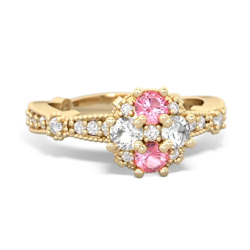 pink sapphire-white topaz art deco engagement ring