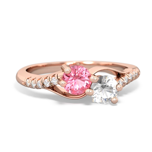 pink sapphire-white topaz two stone infinity ring