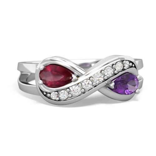 ruby-amethyst diamond infinity ring