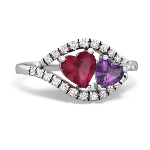 ruby-amethyst mother child ring