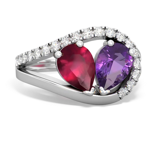 ruby-amethyst pave heart ring