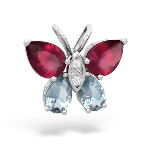 ruby-aquamarine butterfly pendant