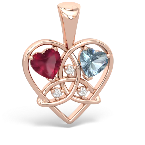 ruby-aquamarine celtic heart pendant