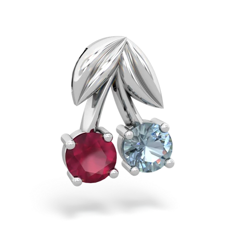 ruby-aquamarine cherries pendant