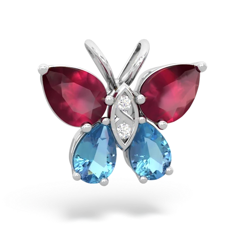 ruby-blue topaz butterfly pendant