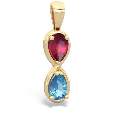 ruby-blue topaz infinity pendant