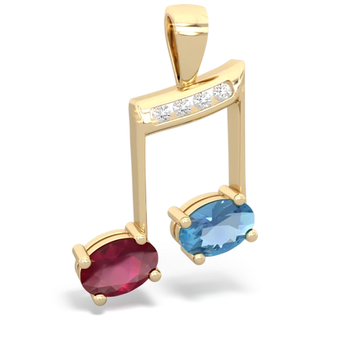 ruby-blue topaz music notes pendant