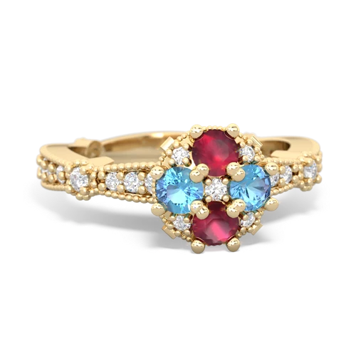 ruby-blue topaz art deco engagement ring