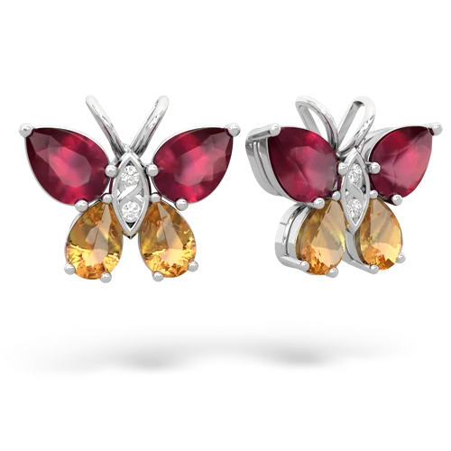 ruby-citrine butterfly earrings