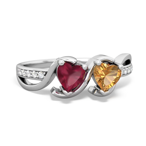 ruby-citrine double heart ring