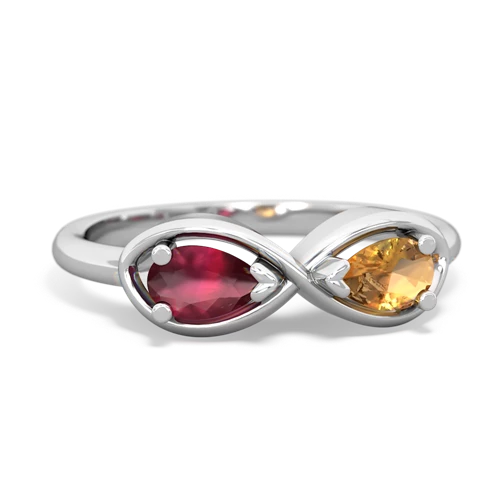 ruby-citrine infinity ring