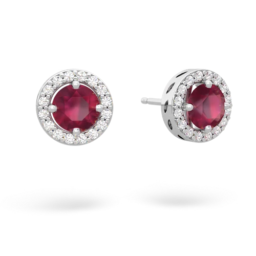 ruby halo earrings