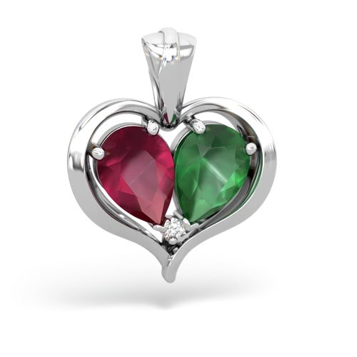 ruby-emerald half heart whole pendant