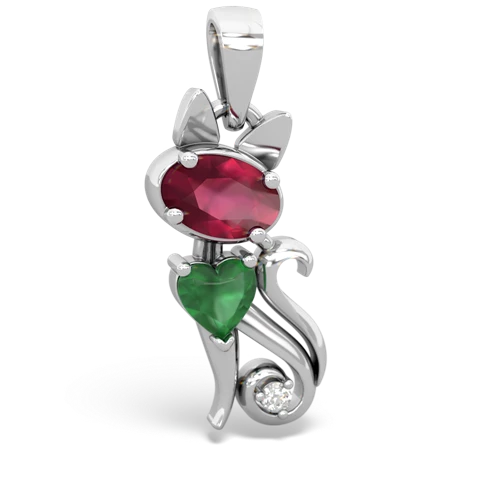 ruby-emerald kitten pendant