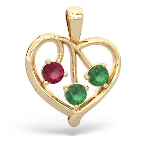 ruby-emerald love heart pendant