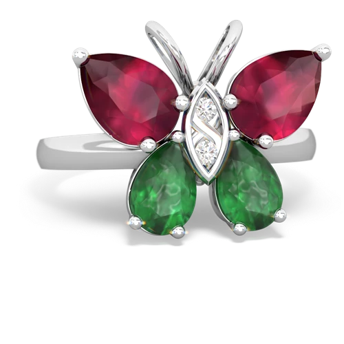 ruby-emerald butterfly ring