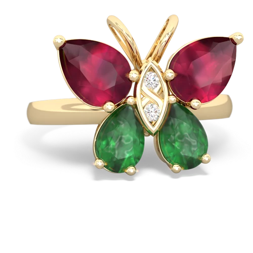 ruby-emerald butterfly ring
