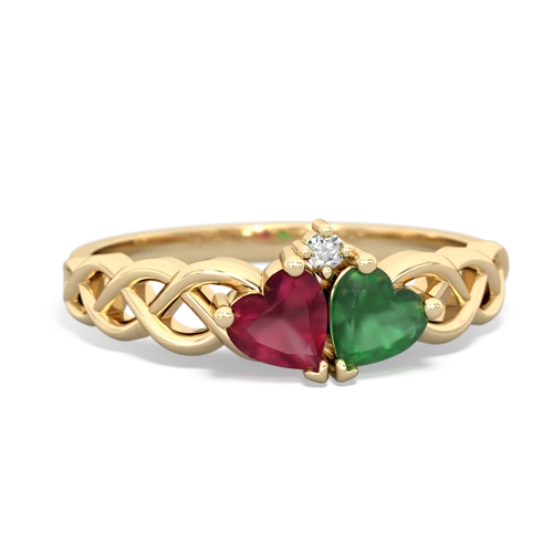 ruby-emerald celtic braid ring