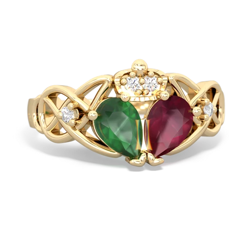 ruby-emerald claddagh ring