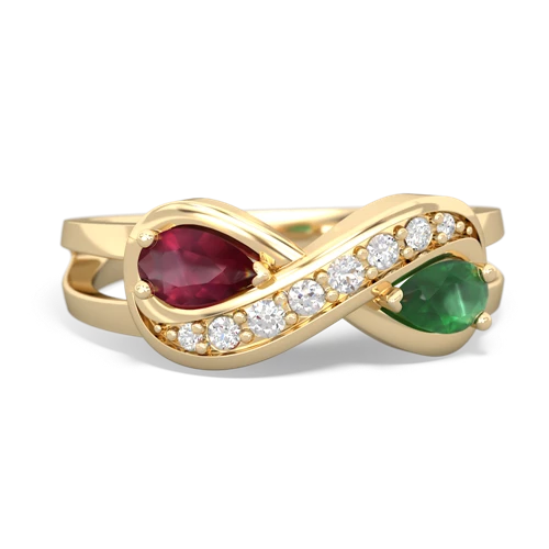 ruby-emerald diamond infinity ring