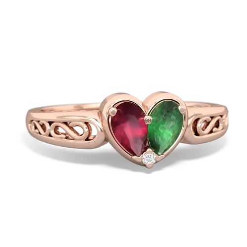 ruby-emerald filligree ring