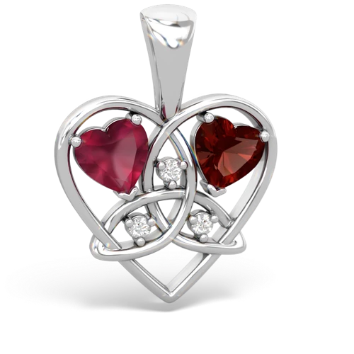 ruby-garnet celtic heart pendant