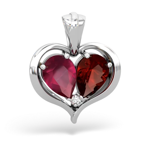 ruby-garnet half heart whole pendant