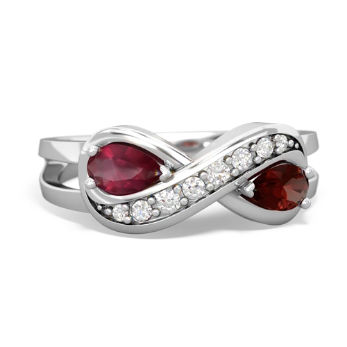 ruby-garnet diamond infinity ring