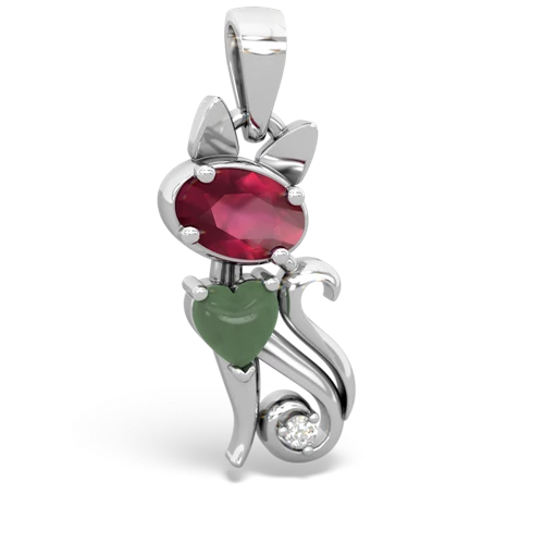 ruby-jade kitten pendant