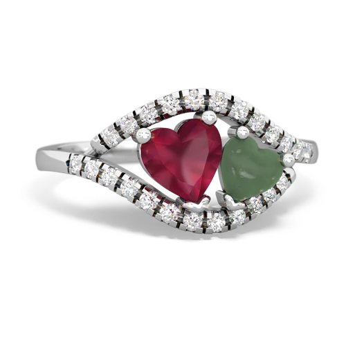 ruby-jade mother child ring