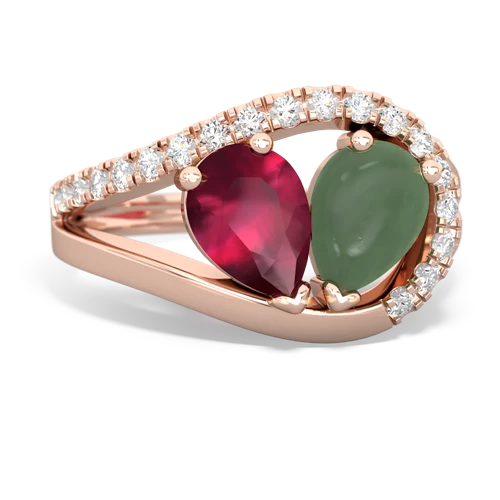 ruby-jade pave heart ring