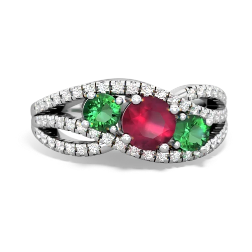 ruby-lab emerald three stone pave ring