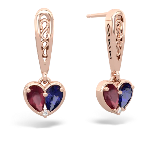 ruby-lab sapphire filligree earrings