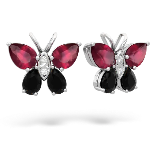 ruby-onyx butterfly earrings