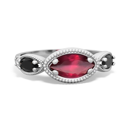 ruby-onyx milgrain marquise ring