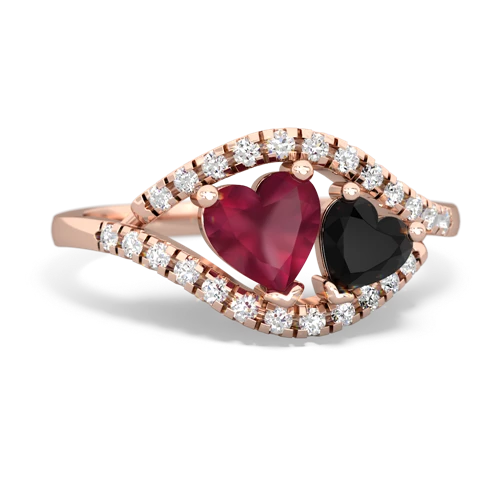 ruby-onyx mother child ring