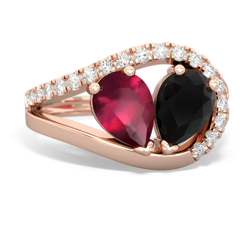 ruby-onyx pave heart ring