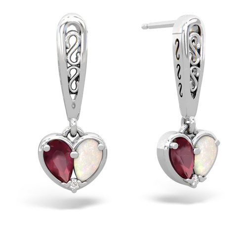 ruby-opal filligree earrings