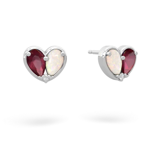 ruby-opal one heart earrings