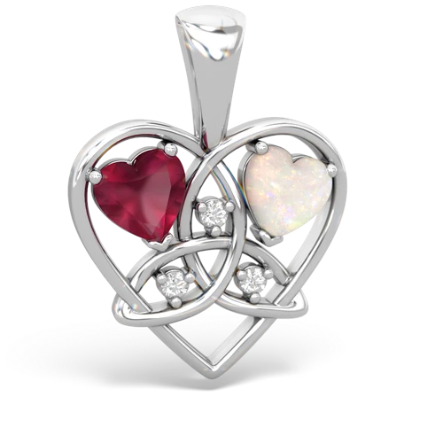 ruby-opal celtic heart pendant