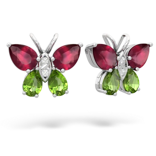 ruby-peridot butterfly earrings